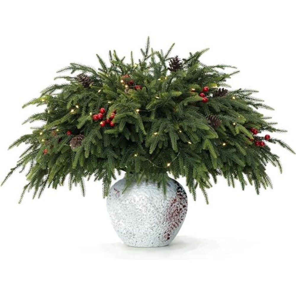 New 20-Piece Set 23" Christmas Norfolk Pine Branches with Lights -